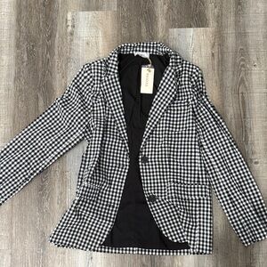 RIHOAS Black and White Checkered Blazer